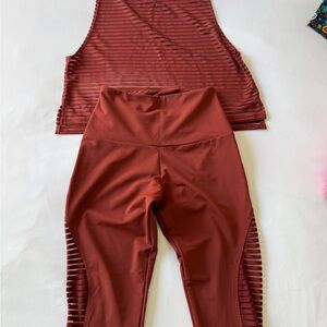 Onzie Brick Red Leggings and Tank Set
